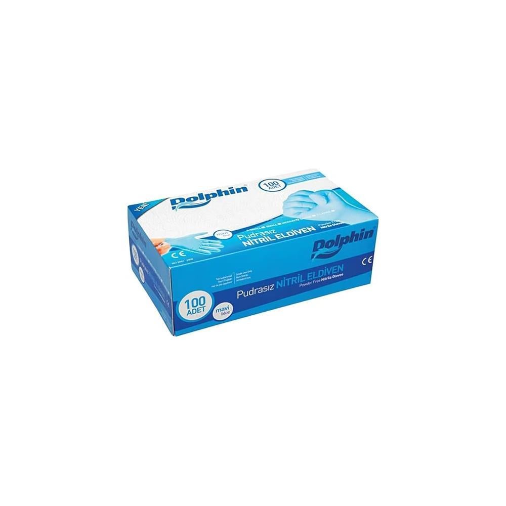 DOLPHİN NİTRİL PUDRASIZ ELDİVEN MAVİ L 100 LÜ 