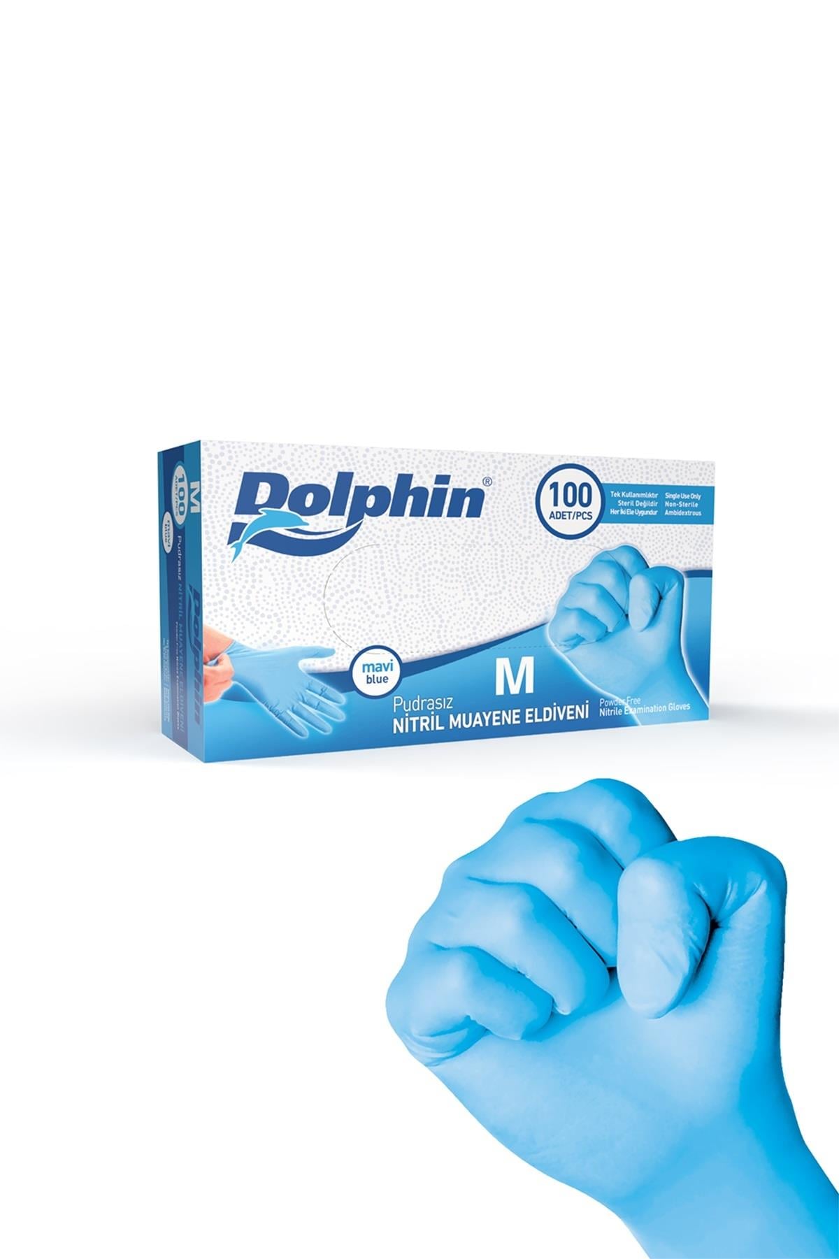 DOLPHİN NİTRİL PUDRASIZ ELDİVEN MAVİ M 100 LÜ 