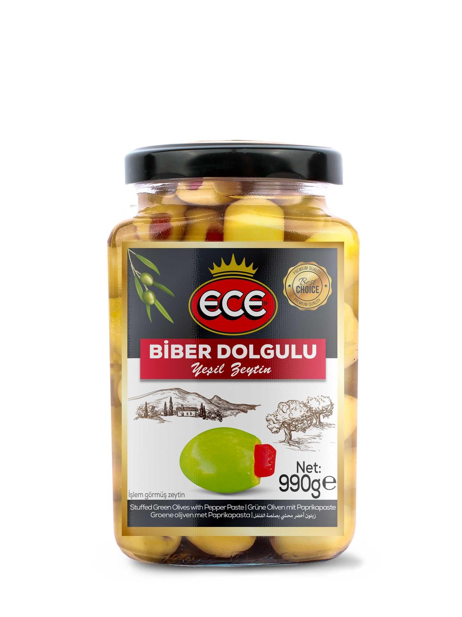 ECE YEŞİL ZEYTİN 550 GR BİBERLİ 