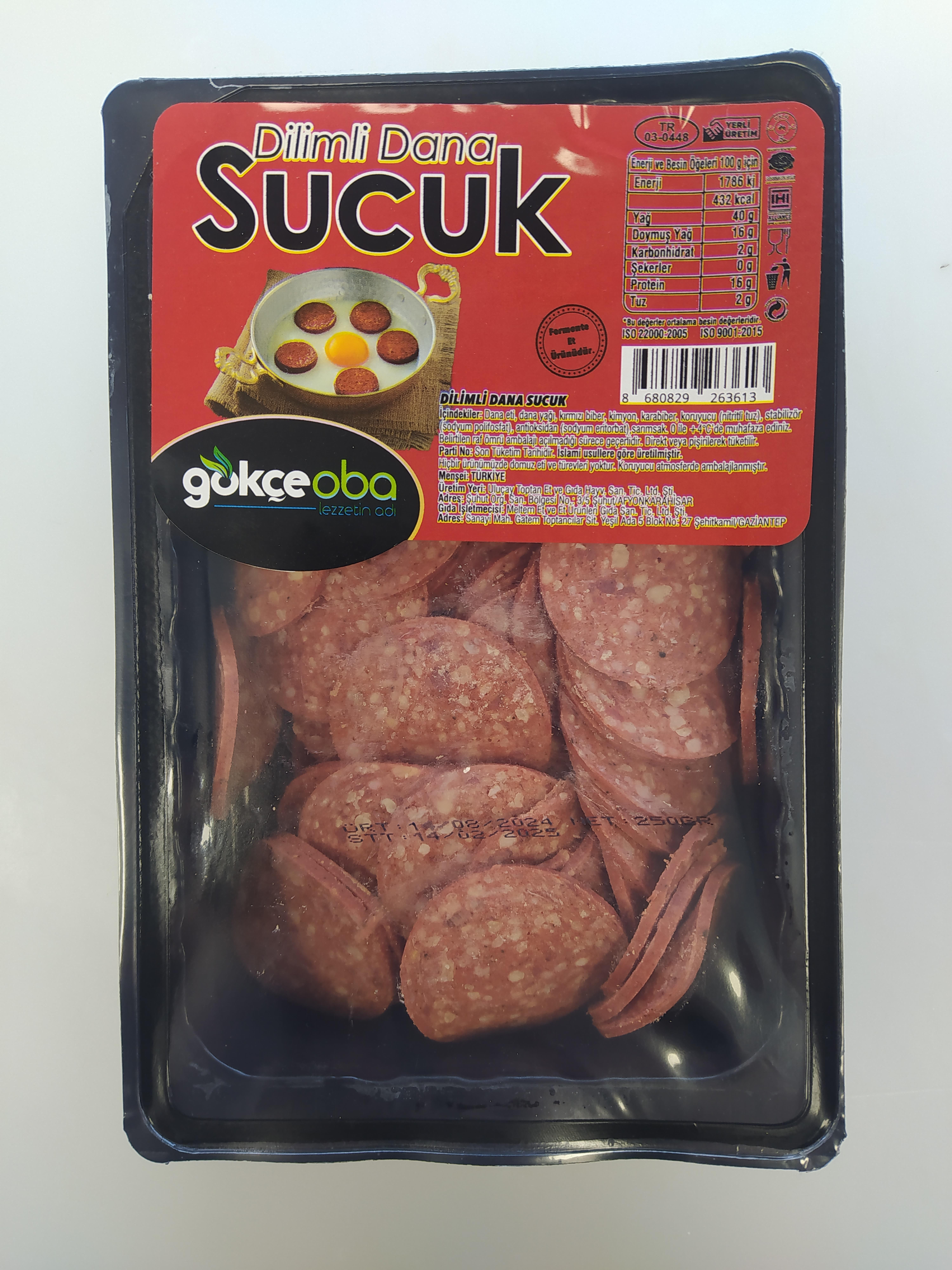 GÖKÇEOBA DİLİMLİ DANA SUCUK 250 GR
