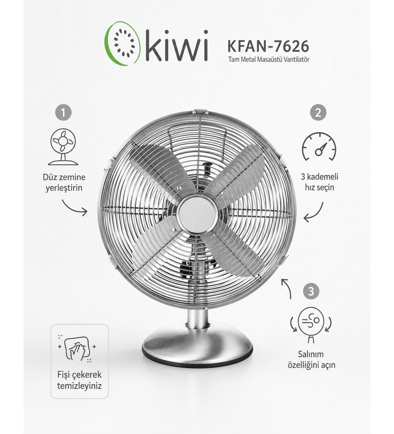 KİWİ 7626 MASAÜSTÜ VANTİLATÖR