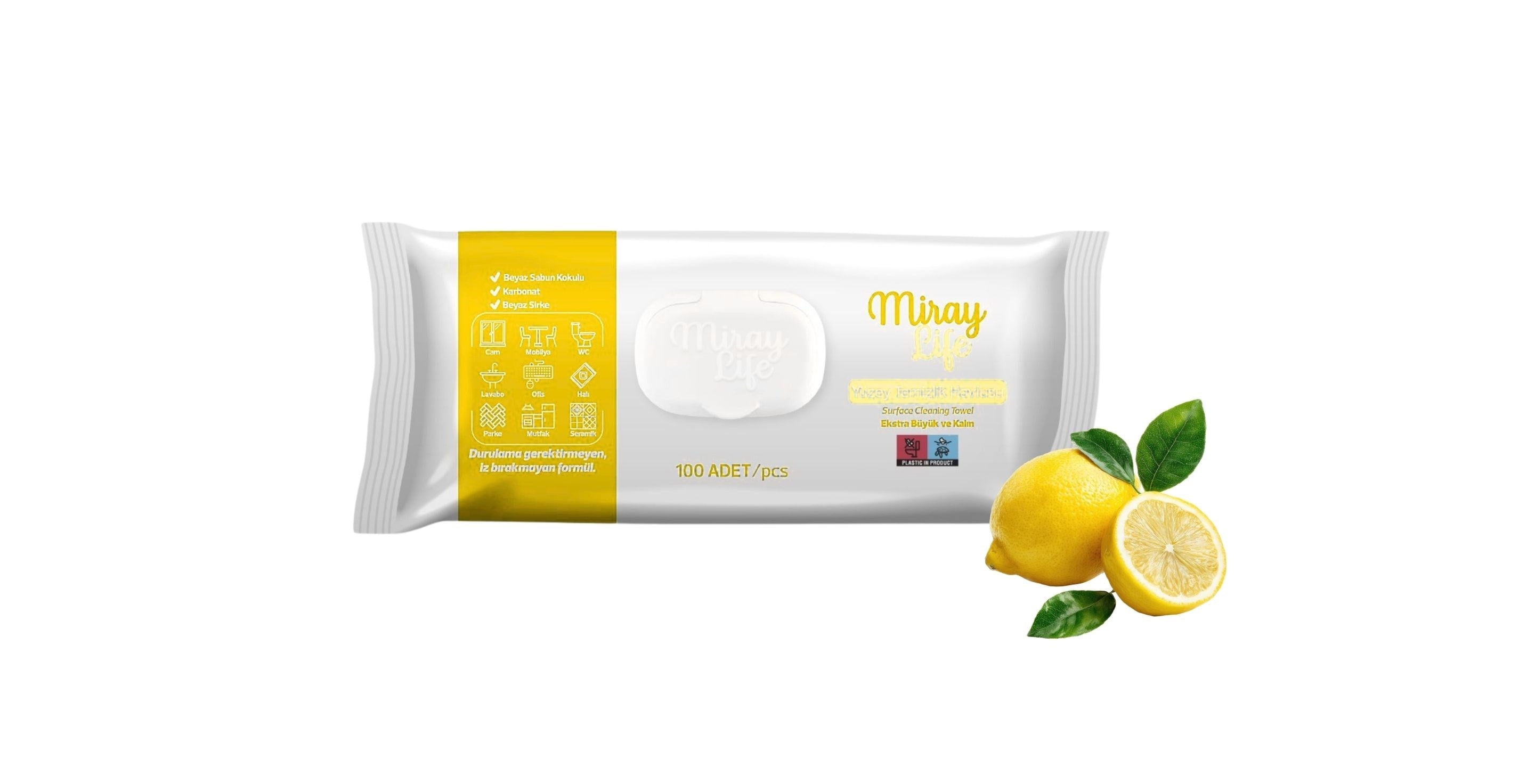 MİRAY LİFE YÜZ.TEM. HAVLUSU 100LÜ LİMON