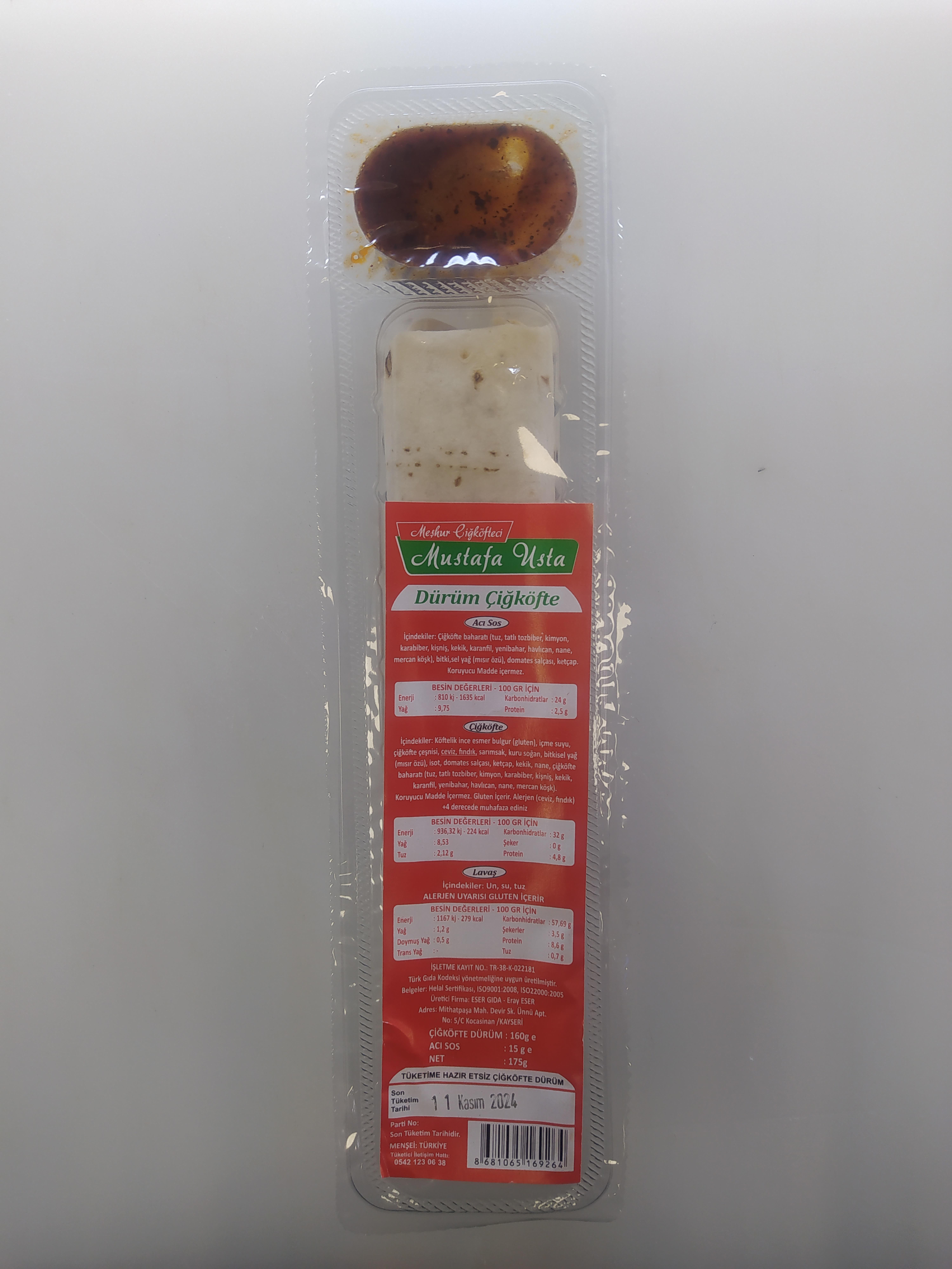 MUSTAFA USTA DÜRÜM ÇİĞKÖFTE 175 GR
