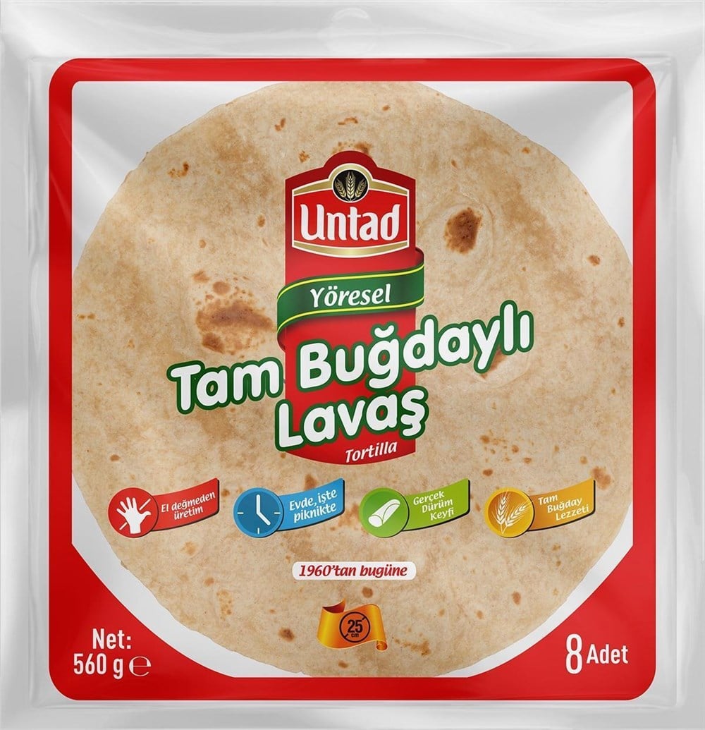 UNTAD TAM BUĞDAY LAVAŞ EKMEĞİ 8 Lİ 560 GR
