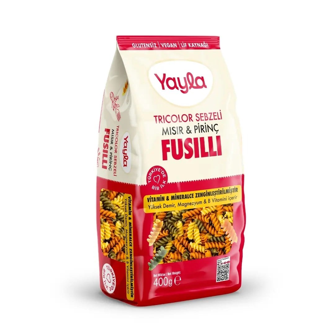 YAYLA BAK.MAKARNASI 400GR MISIR-PİRİNÇ FUSILLI SEB.
