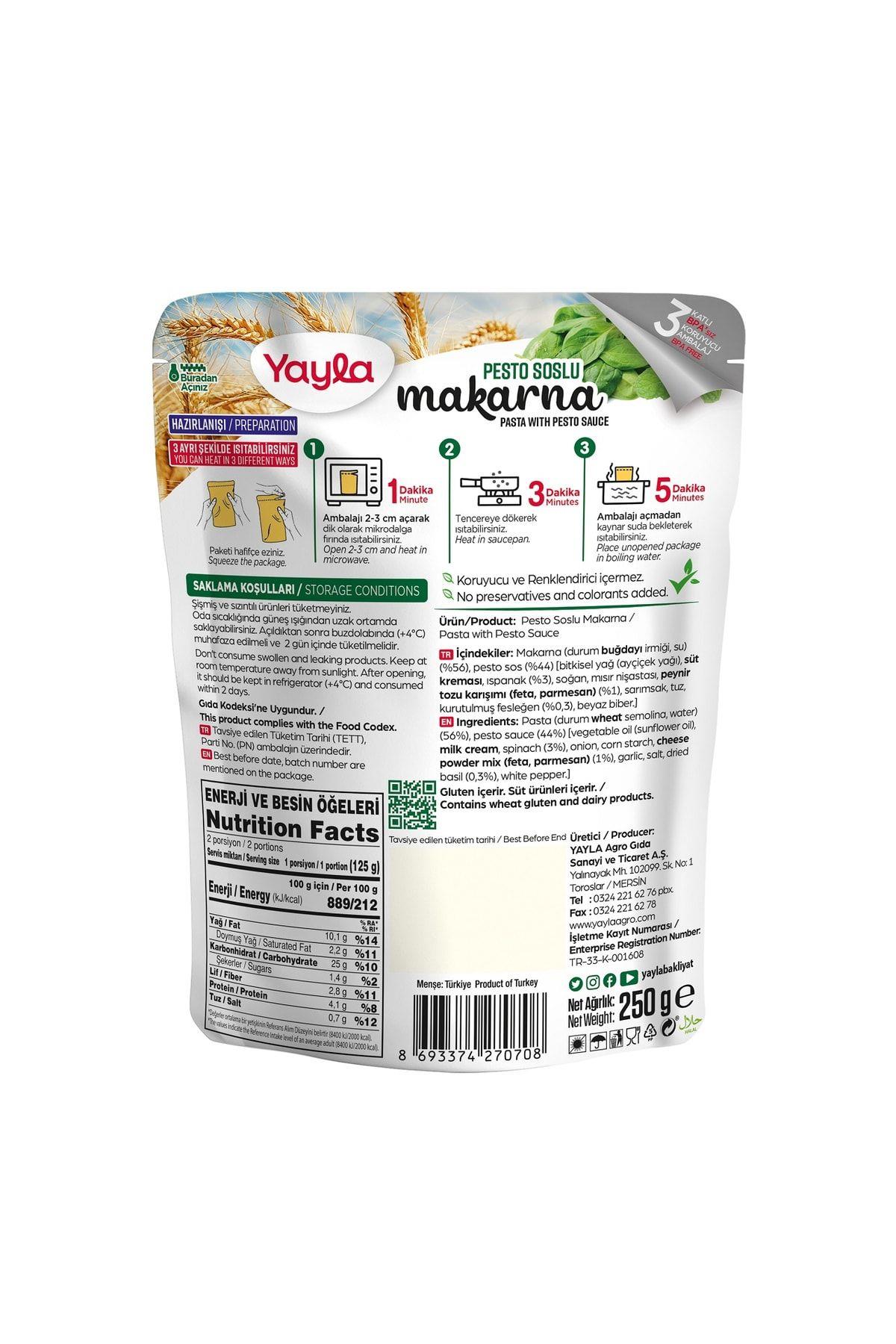 YAYLA PESTO SOSLU MAKARNA 250 GR