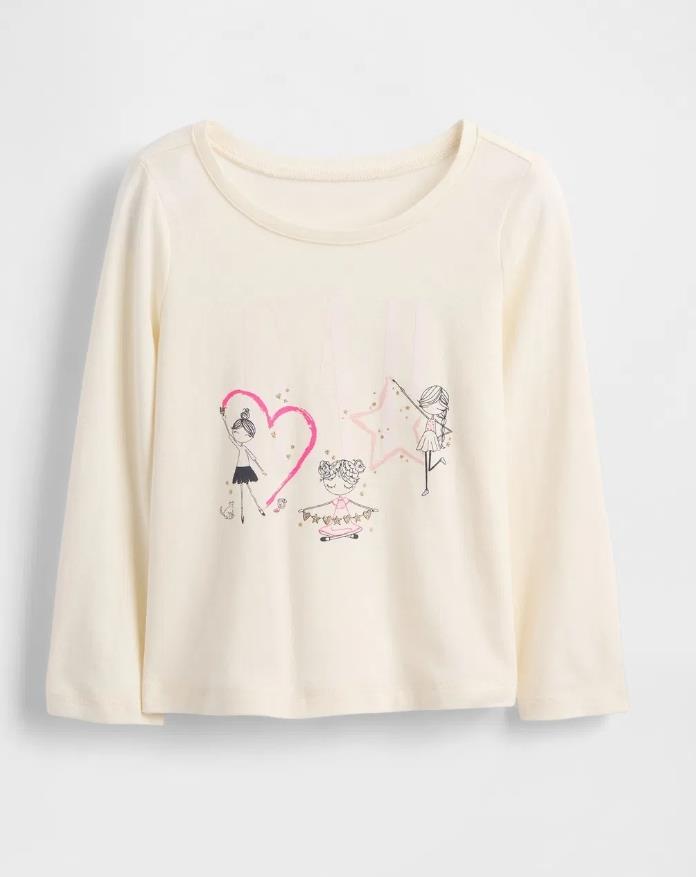 Kız Bebek | Gap Logo Uzun Kol T-Shirt - Krem