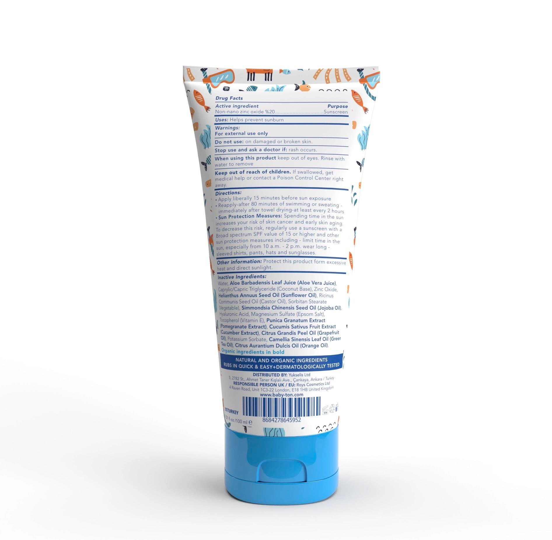 Bebek ve Çocuklar İçin Suya Dayanıklı Güneş Koruyucu Krem 100 ml