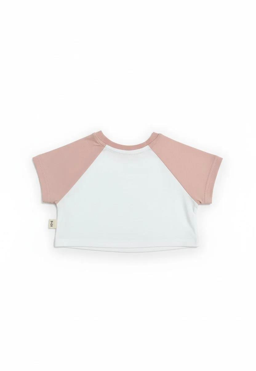 Kurdela Detaylı Kontrast Oversize Crop Tişört