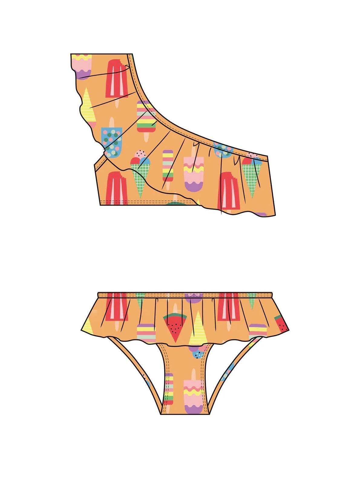 Ruffle Tek Omuz Bikini - Ice Cream