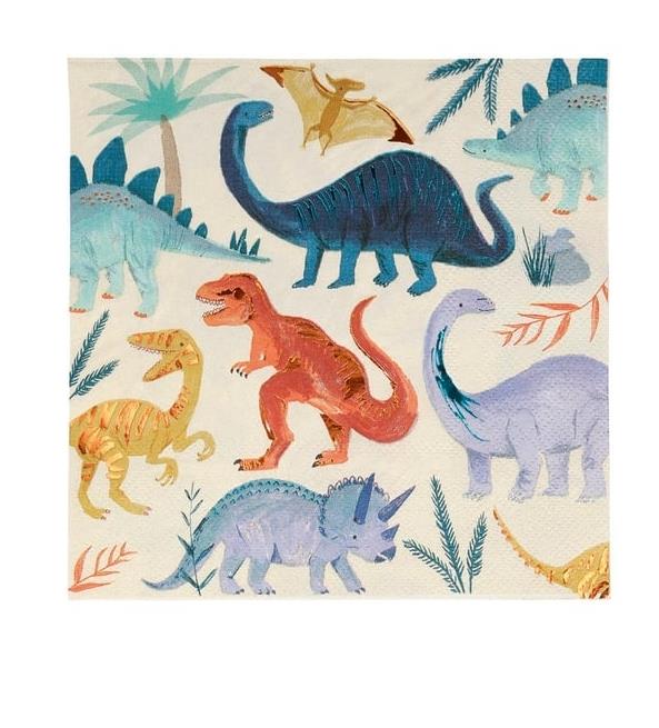 	Meri Meri - Dinosaur Napkins - Dinozor Peçete - L - 16'lı