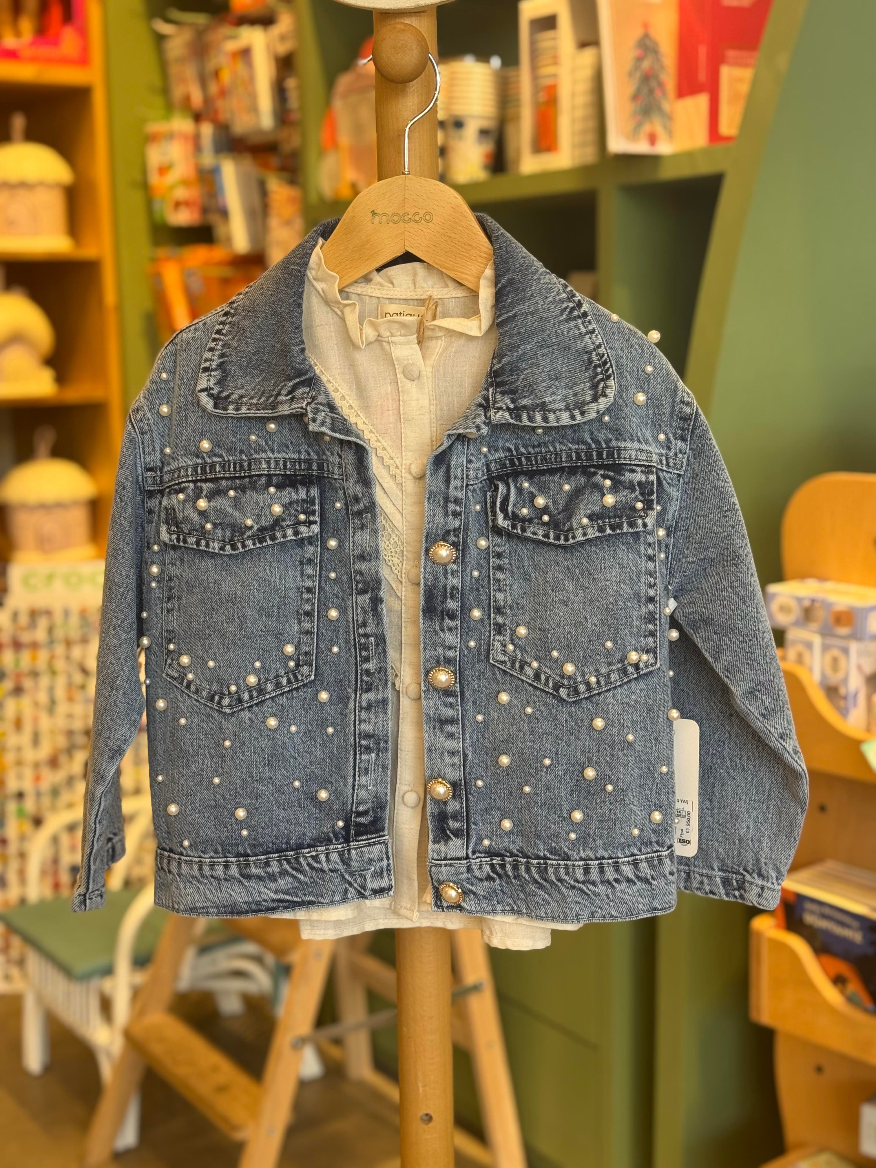 İnci Detaylı Denim Ceket