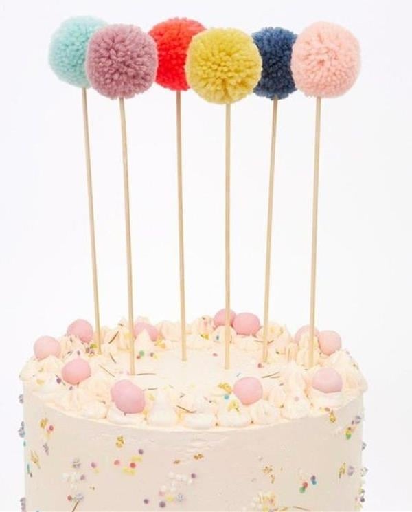 Meri Meri - Multi Pompom Cake Toppers - Çok Ponponlu Pasta Süsü