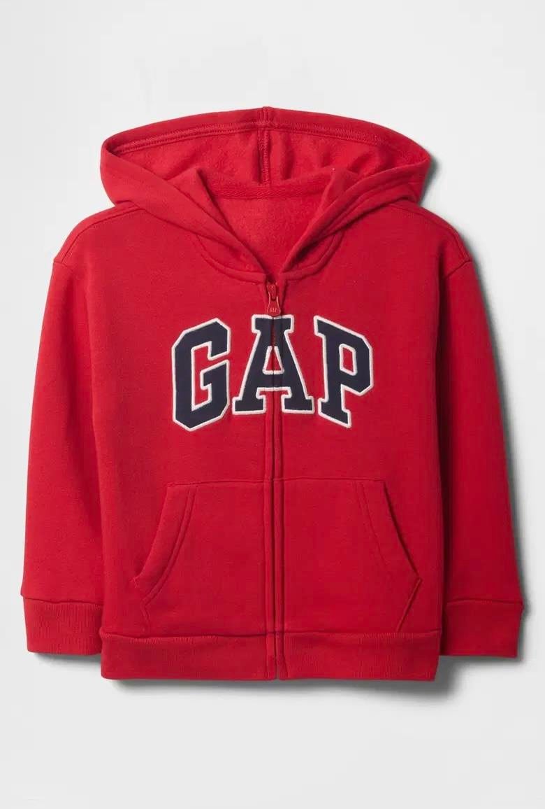 Erkek Bebek | Relaxed Gap Logo Polar Fermuarlı Kapüşonlu Sweatshirt - Kırmızı