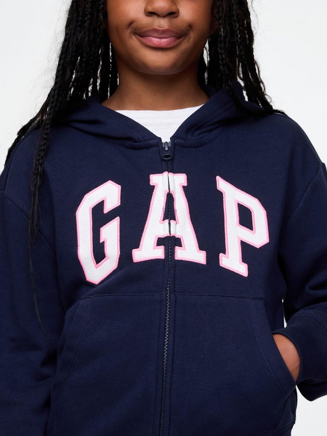 Kız Çocuk | Relaxed Gap Logo Fermuarlı Sweatshirt - Lacivert