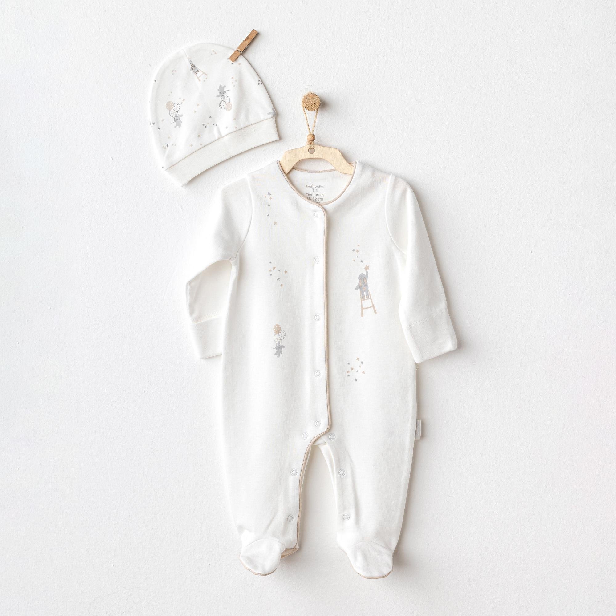 AC25063 BEBEK TULUM TAKIM ROMPER HAT SET HAPPY EVERYDAY