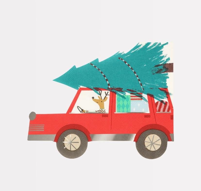 Meri Meri - Driving Reindeer Napkins - Yeni Yıl Peçete (16'lı)