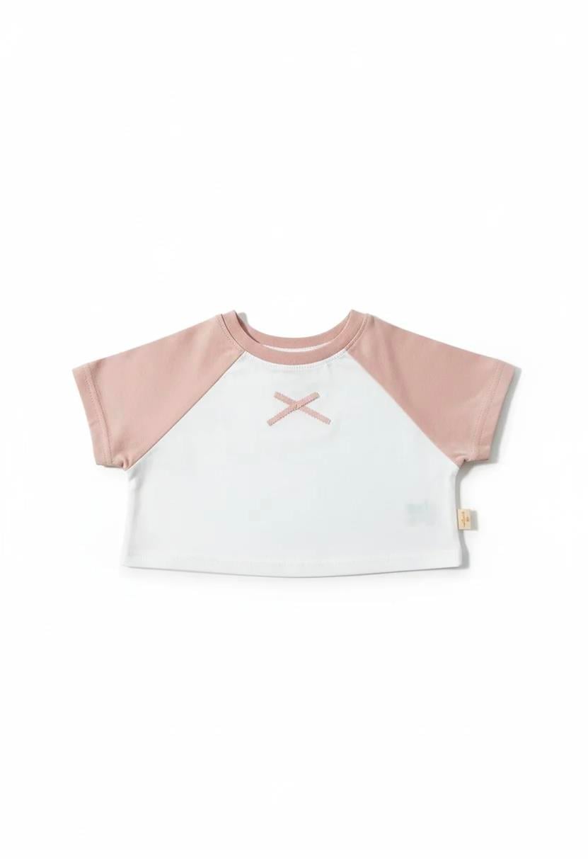 Kurdela Detaylı Kontrast Oversize Crop Tişört