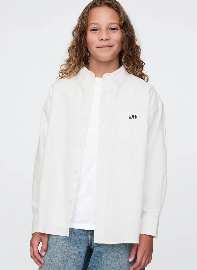 Erkek Çocuk | Mini Gap Logo Oxford Gömlek - Beyaz