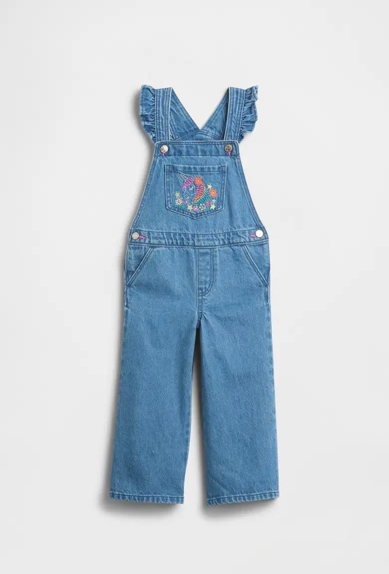 Kız Bebek | BabyGap İşlemeli Denim Tulumu