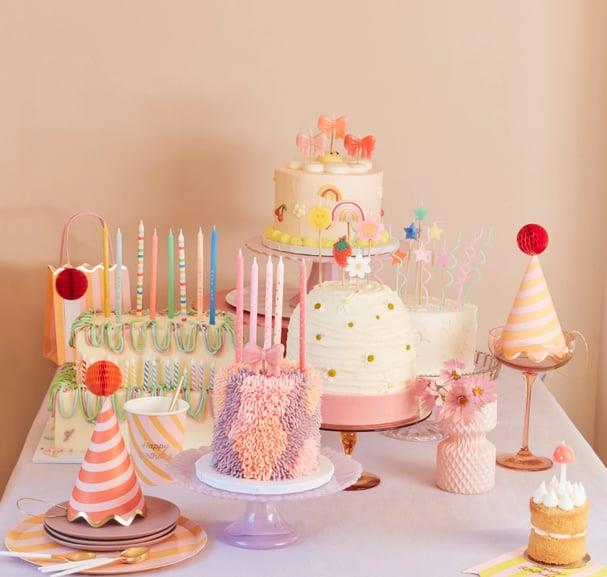 Meri Meri - Multi Stripe Candles - Multi Renkli Çizgili Mumlar (x16)