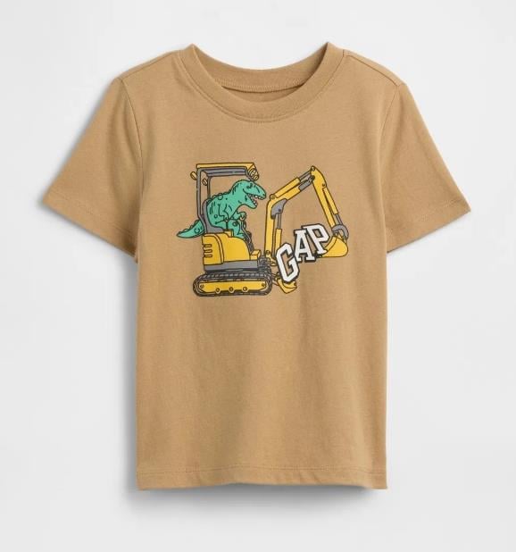 Erkek Bebek | Grafik Baskılı T-Shirt Kahve