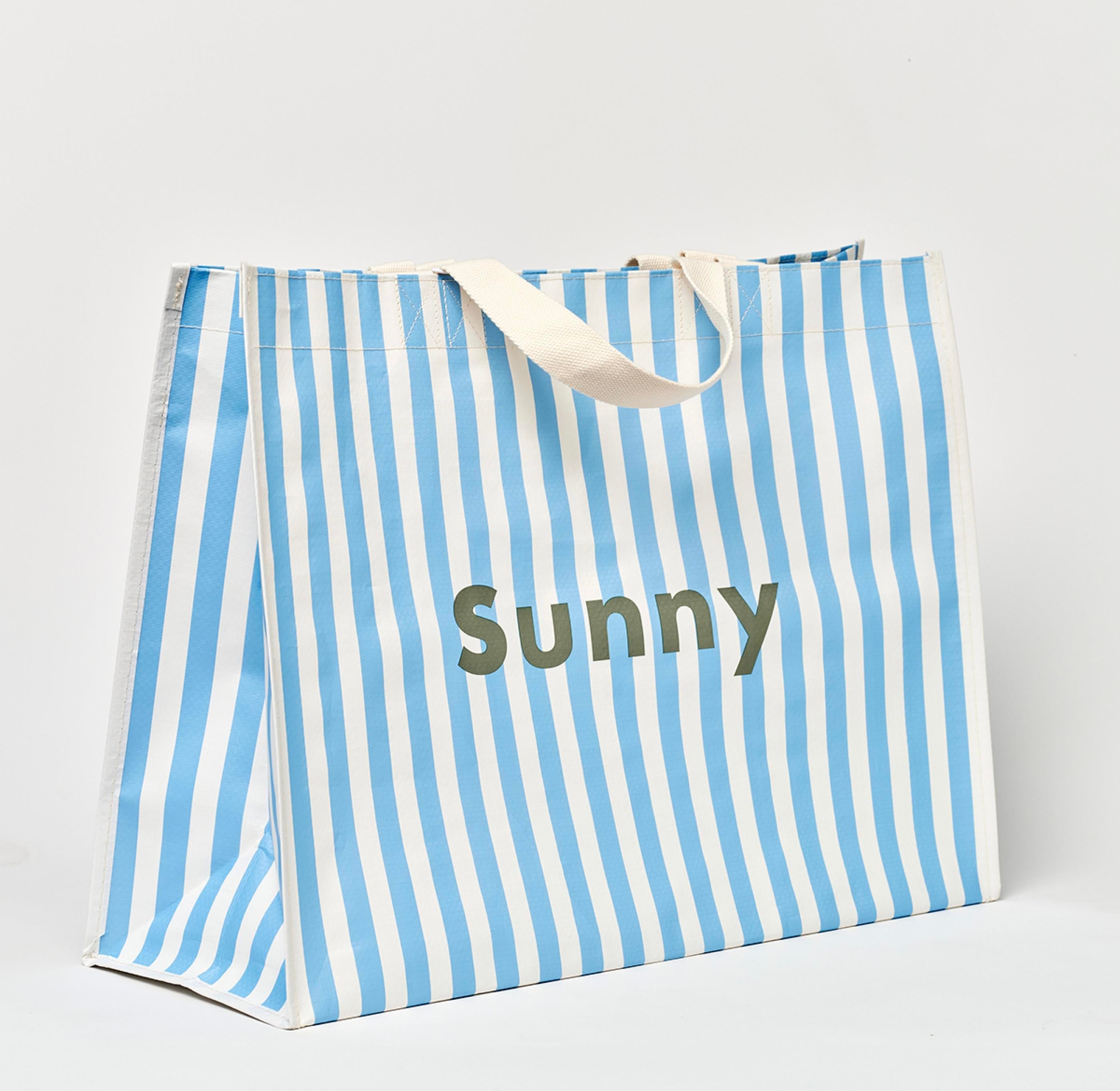 Sunnylife - Büyük Plaj Çantası Mavi Çizgili