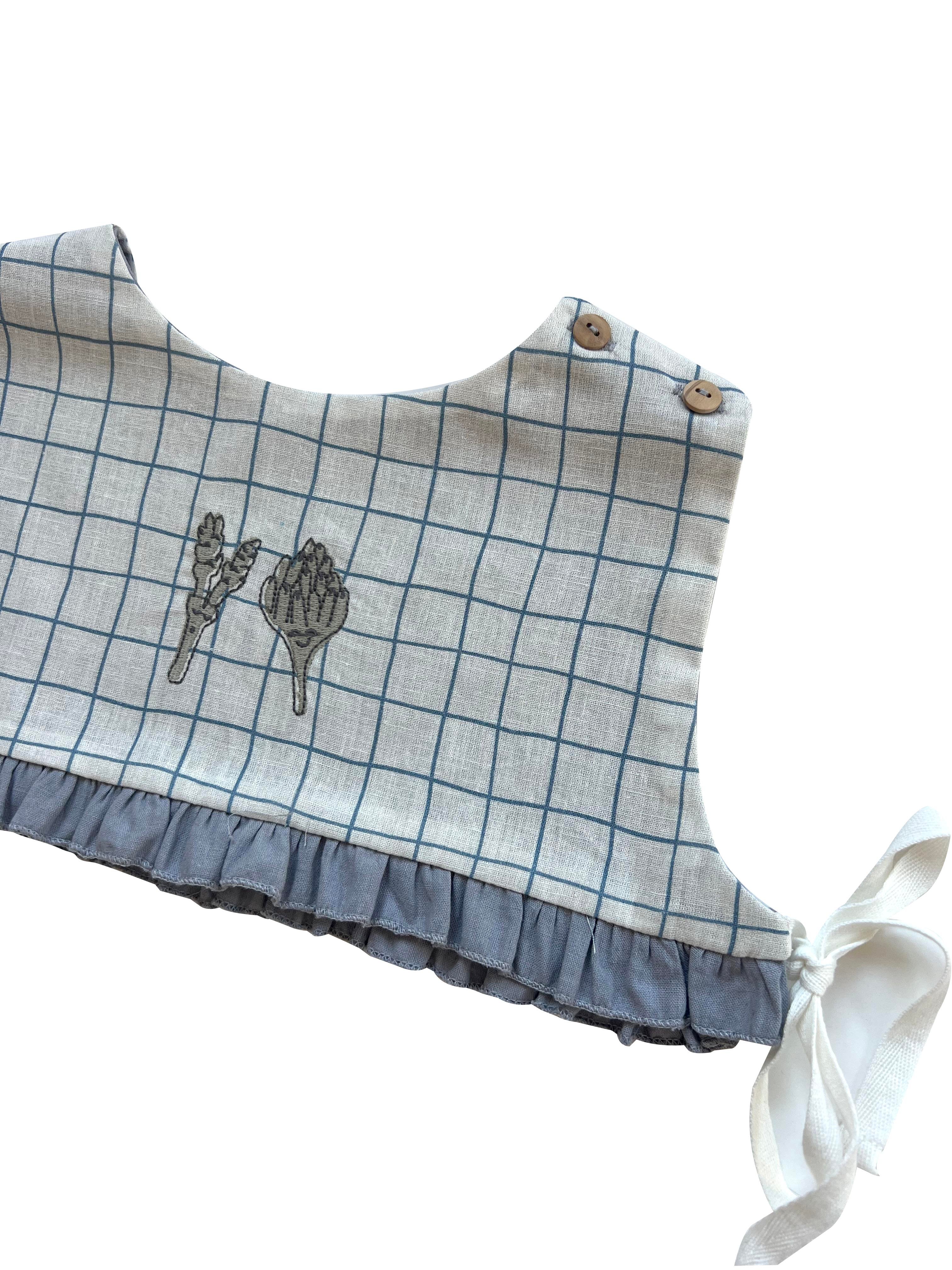 WIDE CHECKED ‘ASPARAGUS & ARTICHOKE' BIB