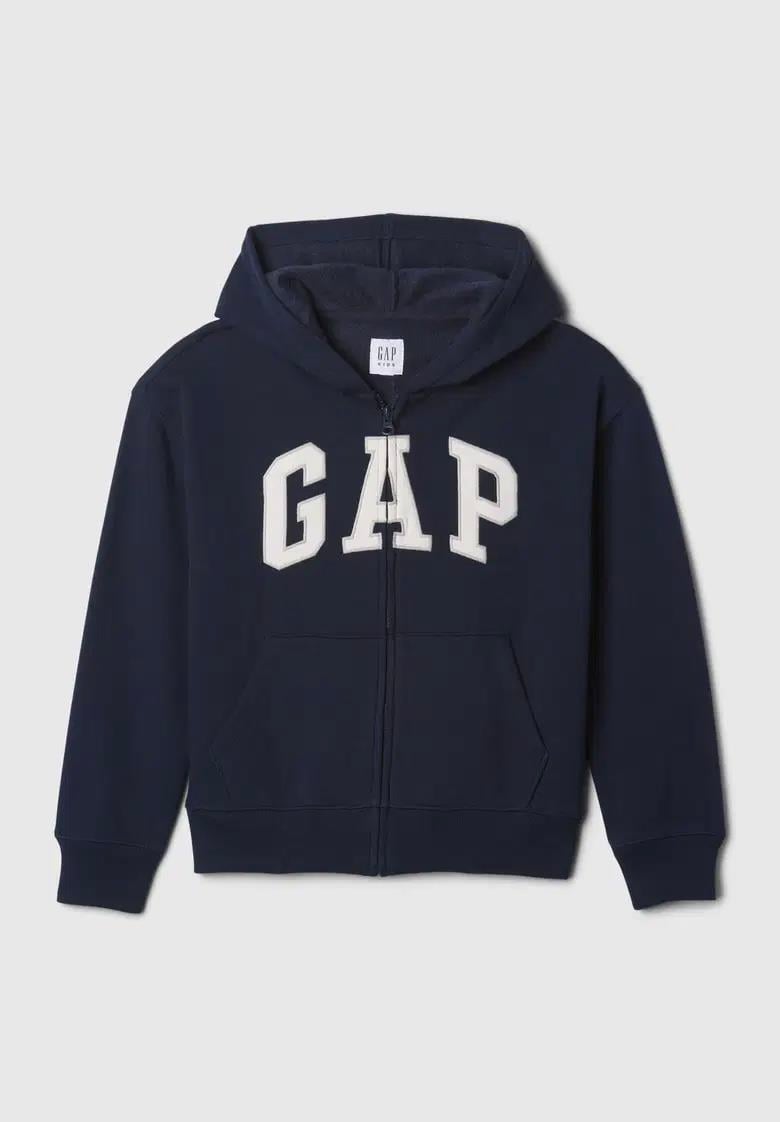 Erkek Çocuk | Relaxed Gap Logo Fermuarlı Sweatshirt (Polarlı) - Lacivert