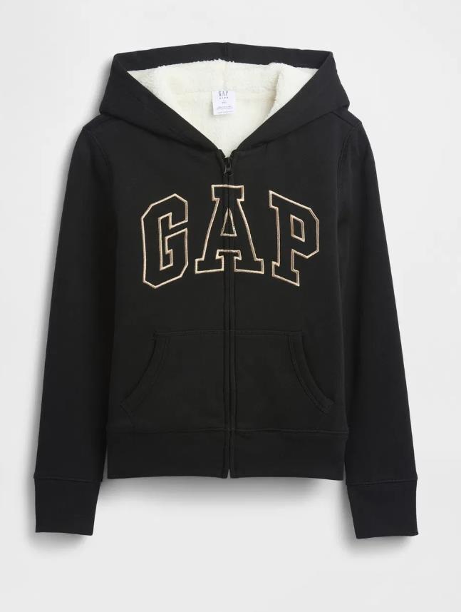 Kız Çocuk | Gap Logo Sherpa Fermuarlı Sweatshirt - Siyah