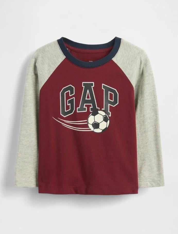 Erkek Bebek | Gap Logo Grafik Uzun Kol T-Shirt - Bordo