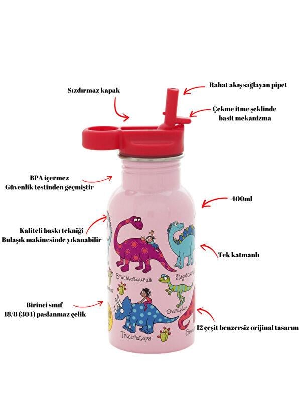 TYRRELL KATZ PINK DINO PIPETLI ÇELIK MATARA 400ML