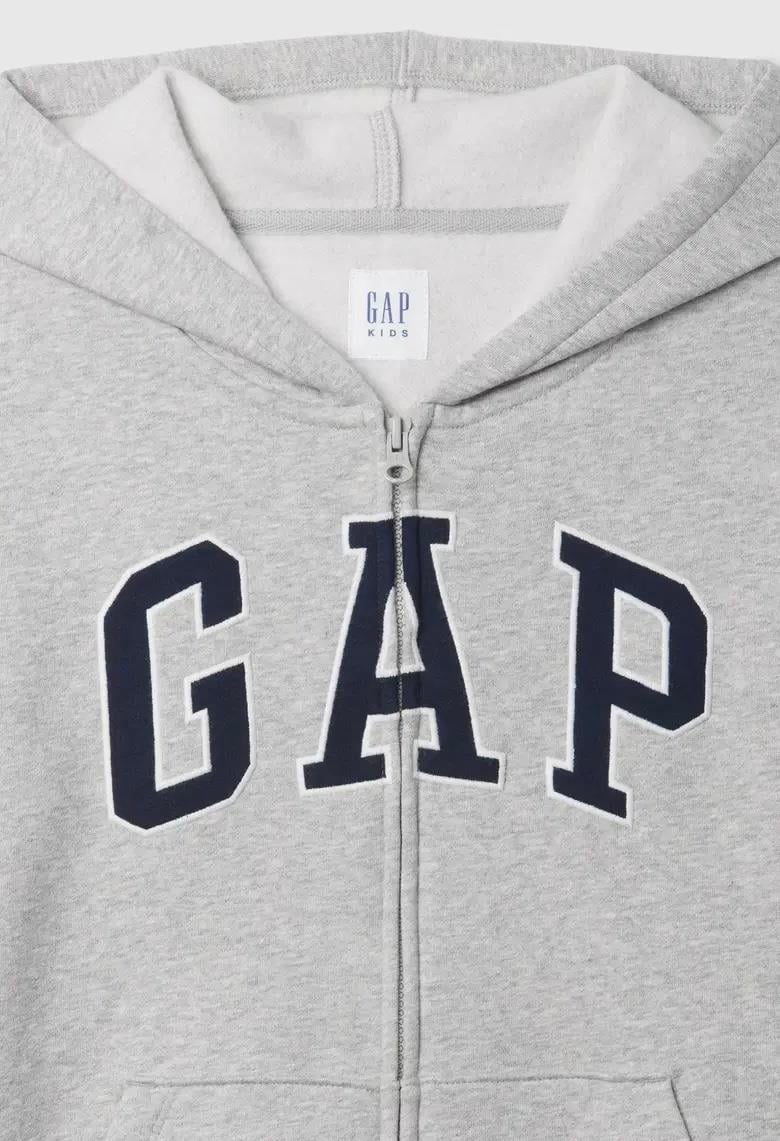 Erkek Çocuk | Relaxed Gap Logo Fermuarlı Sweatshirt (Polarlı) - Gri