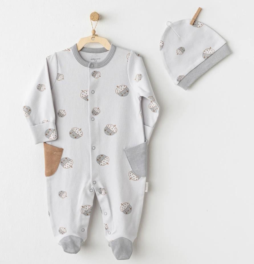 AC26104 BEBEK TULUM TAKIM ROMPER HAT SET HELLO AUTUMN