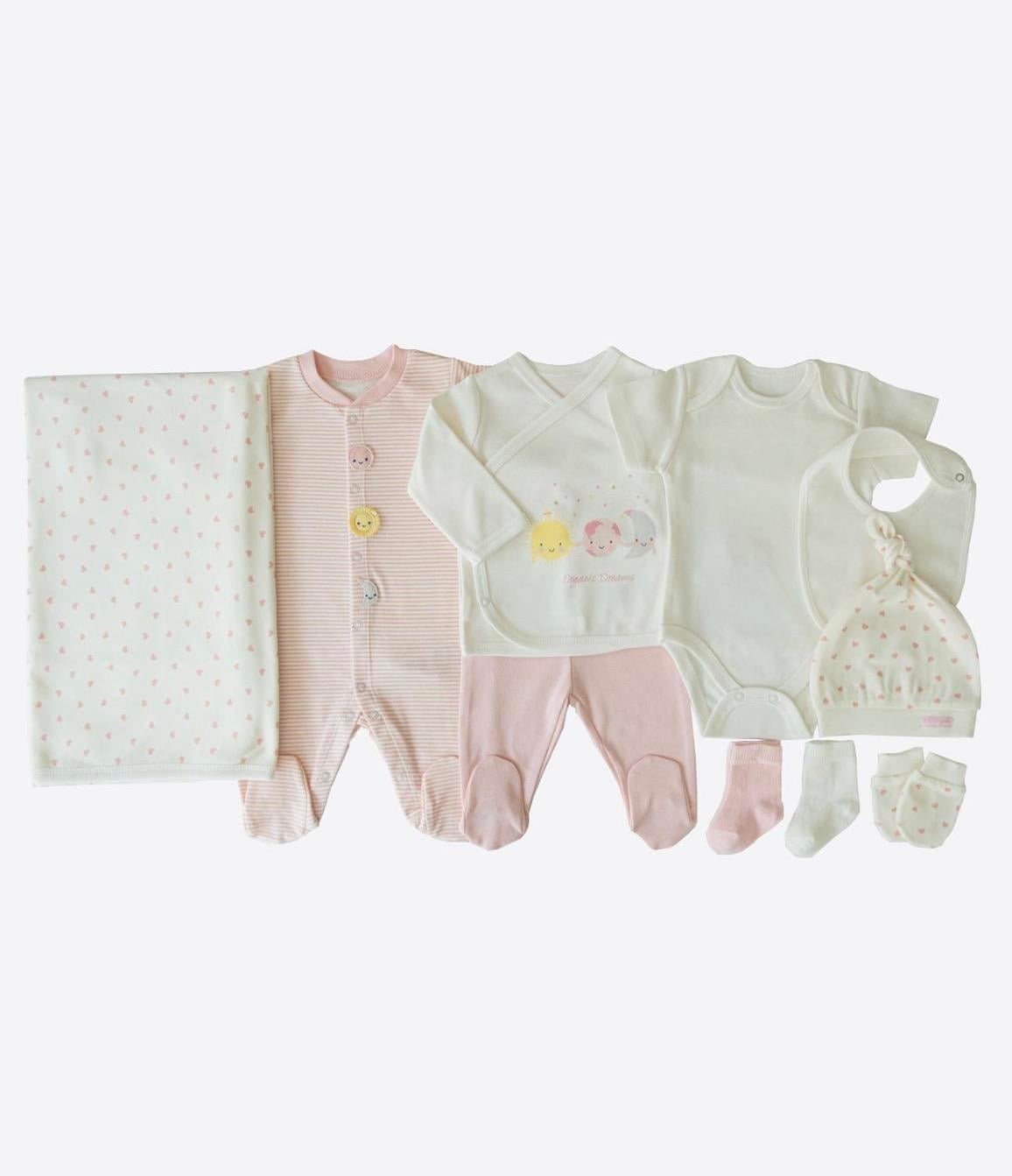 Organik New Dreams 10'lu Zıbın Set Pembe