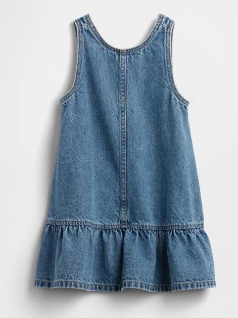Kız Bebek | Fırfırlı Denim Tulum Mavi