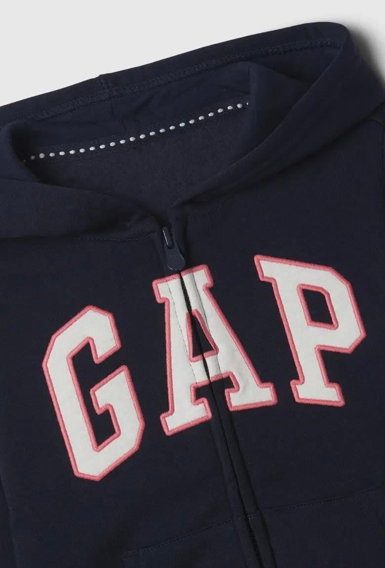 Kız Bebek | Gap Logo Fermuarlı Polar Kapüşonlu Sweatshirt - Lacivert