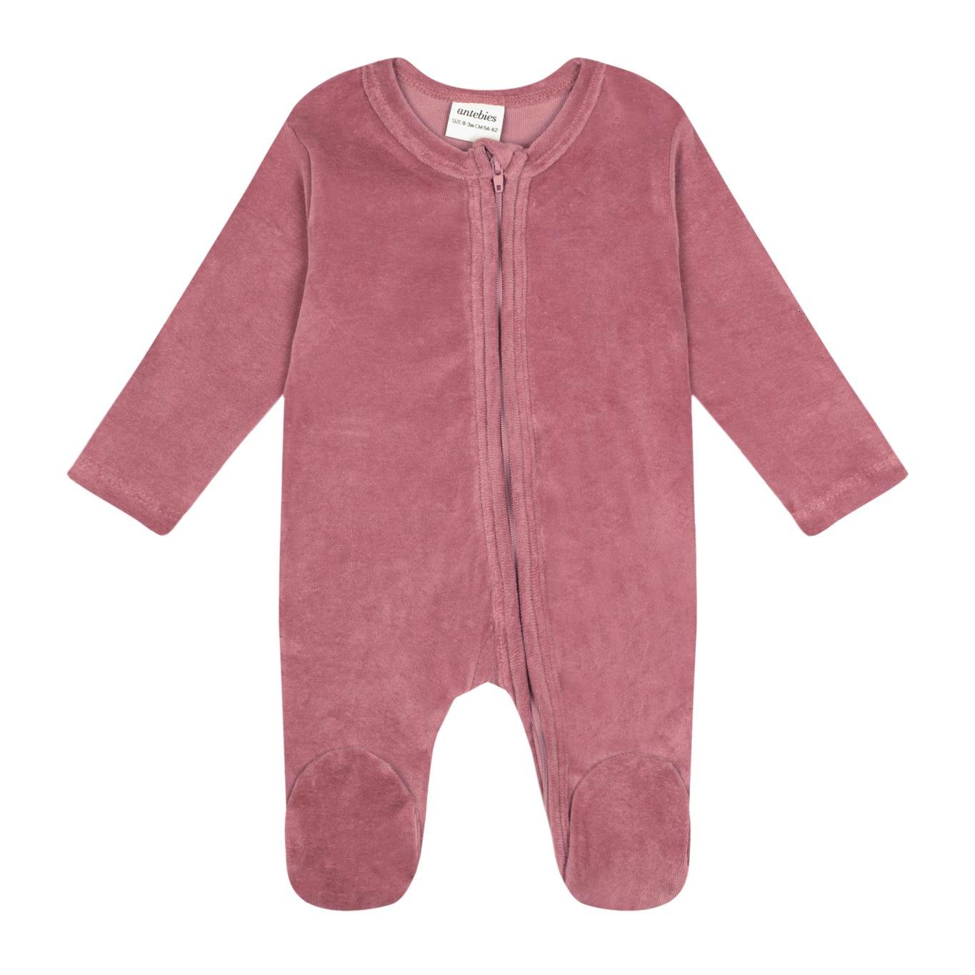 Pembe Kadife Fermuarlı Tulum