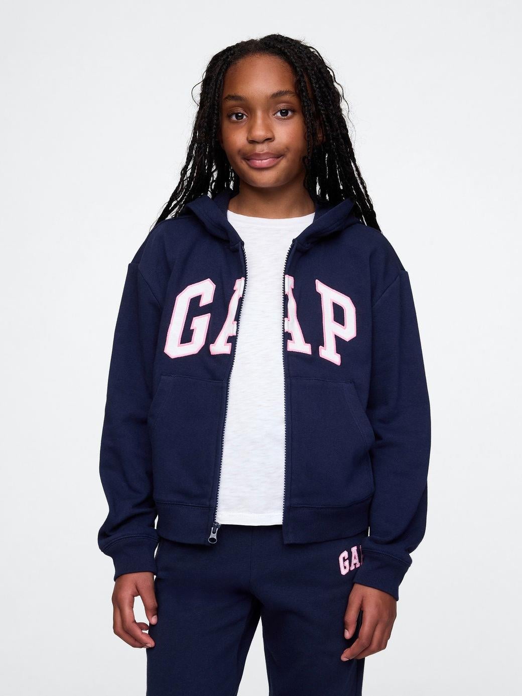 Kız Çocuk | Relaxed Gap Logo Fermuarlı Sweatshirt - Lacivert