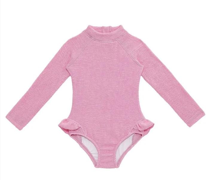 Sand Wave Long Sleeve Swimsuit Pembe