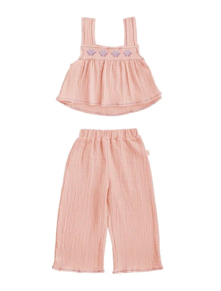 Flouncy Müslin Crop Set - Salmon