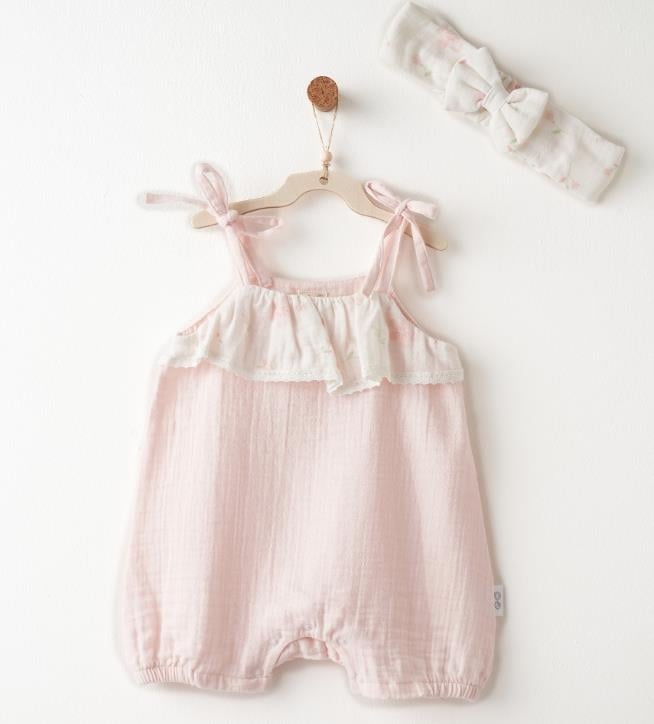 AC26618 PINK BEBEK TULUM TAKIM ROMPER BAND SET MUSLIN LOVELY DAY
