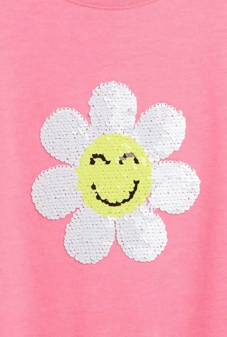 Kız Çocuk | Oversized Grafik Baskılı T-Shirt Pembe