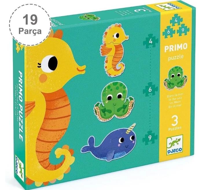 Djeco Dev Puzzle - Deniz Canlıları 4-6-9 Parça