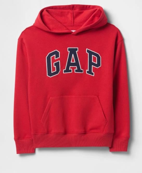 Erkek Çocuk | Relaxed Gap Logo Kapüşonlu Sweatshirt - Kırmızı