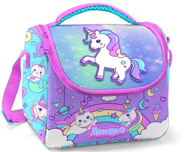 Simli Unicorn Desenli Kız Çocuk Thermo Beslenme Çantası 