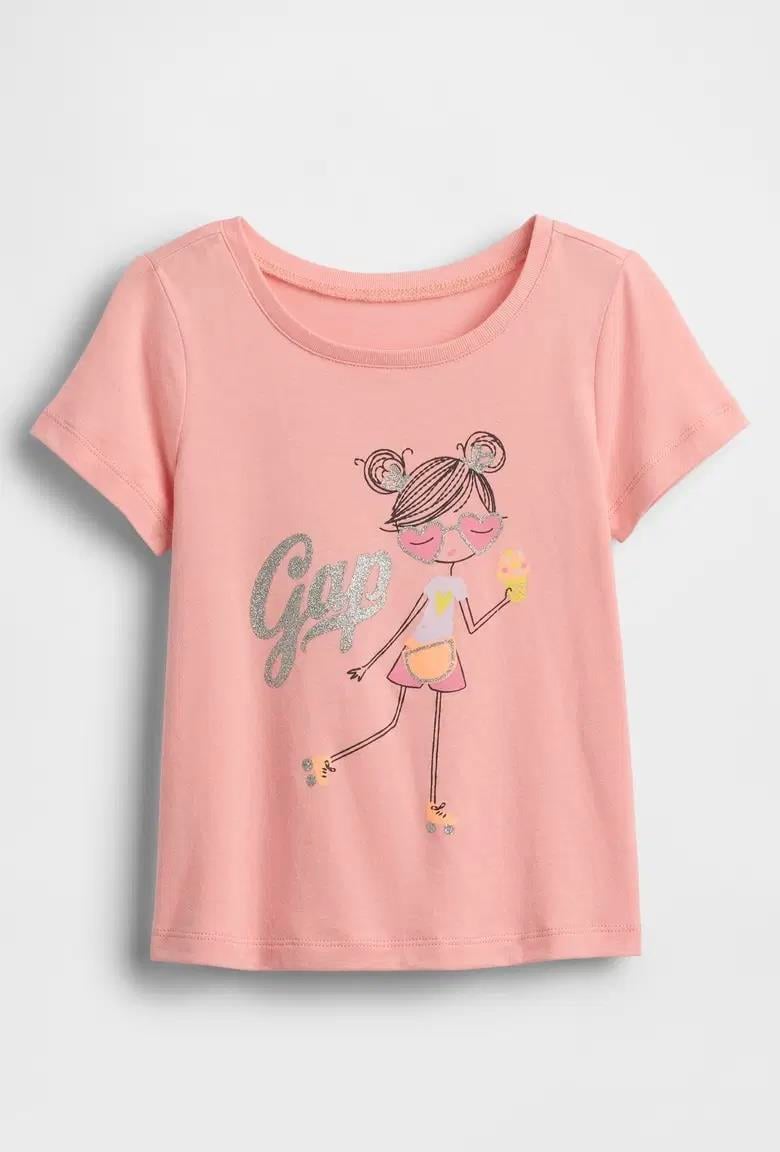 Kız Bebek | Grafik Baskılı T-Shirt - Turuncu