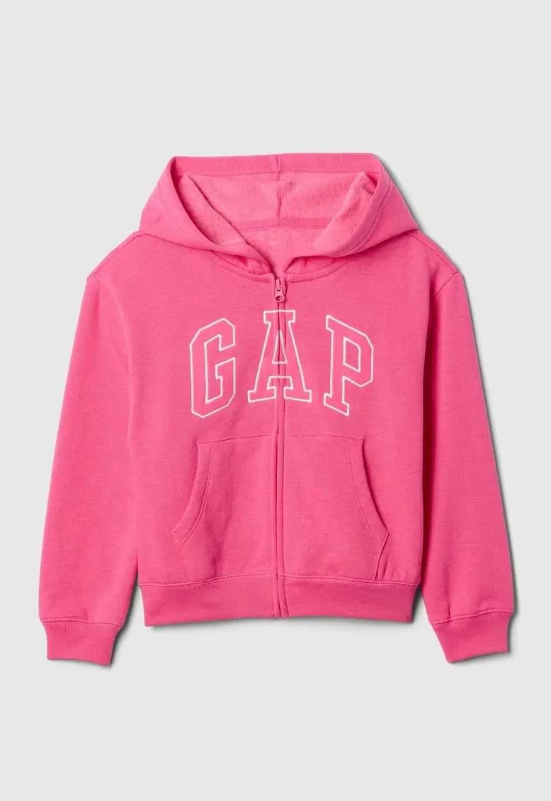 Kız Çocuk | Relaxed Gap Logo Fermuarlı Sweatshirt (Polarlı) - Pembe