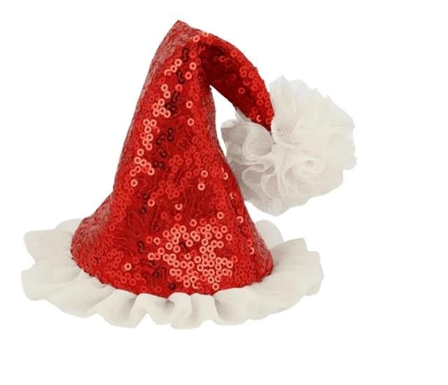 Sequin Santa Hat Hair Clip - Noel Baba Şapkası Toka