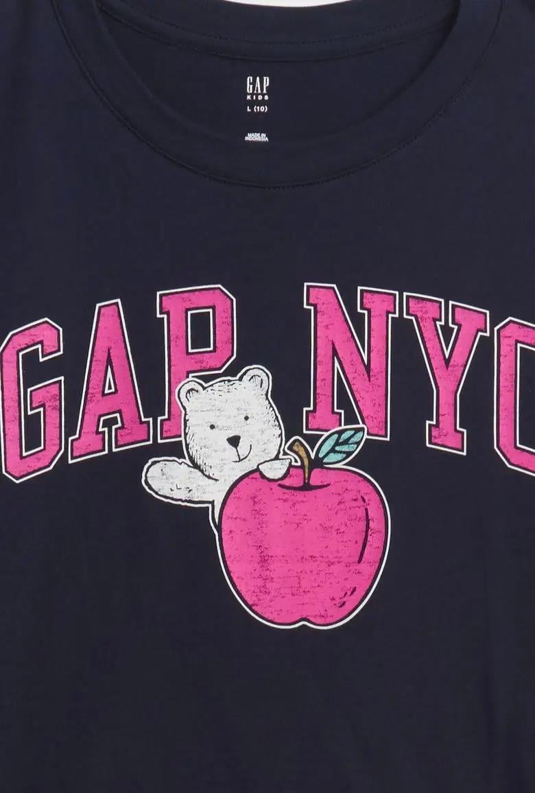 Kız Çocuk | Relaxed Grafik Logo T-Shirt - Lacivert 
